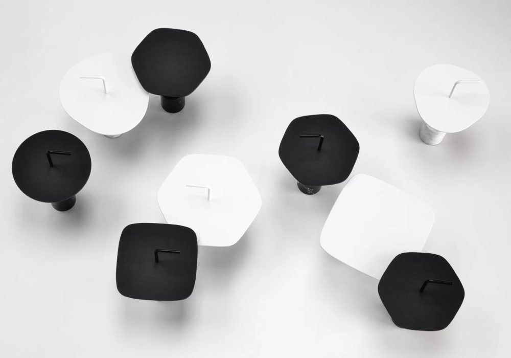 ensemble de tables basses noires et blanches clint via brera